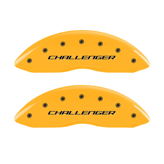 MGP 4 Caliper Covers Engraved Front & Rear Block/Challenger Yellow finish black ch