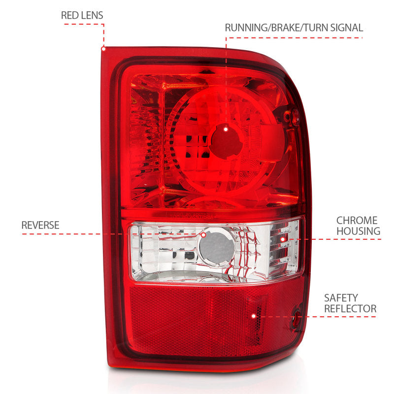 Load image into Gallery viewer, ANZO 2001-2011 Ford Ranger Taillights w/ Red/Clear Lens (OE Replacement) Pair
