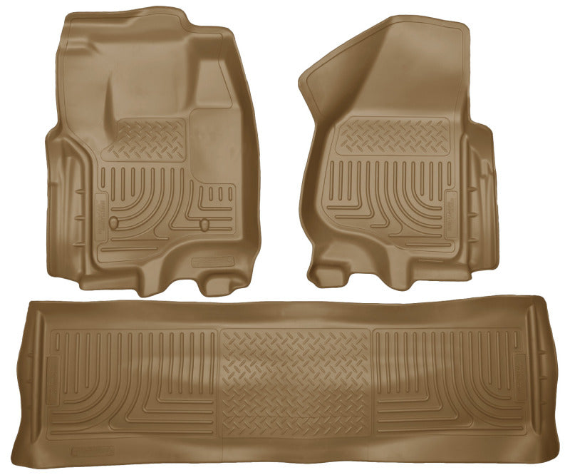 Load image into Gallery viewer, Husky Liners 2012.5 Ford SD Crew Cab WeatherBeater Combo Tan Floor Liners (w/o Manual Trans Case)

