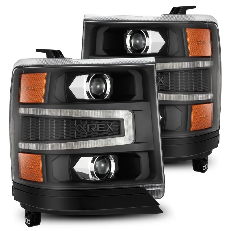 Load image into Gallery viewer, AlphaRex 16-18 Chevy 1500HD LUXX LED Proj Headlights BK w/Seq Actvn Light / SeqSig (Req PN 810023)
