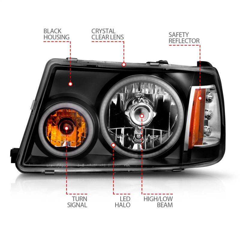 Load image into Gallery viewer, ANZO 2001-2011 Ford Ranger Projector Headlights w/ Halo Black (CCFL) 1 pc
