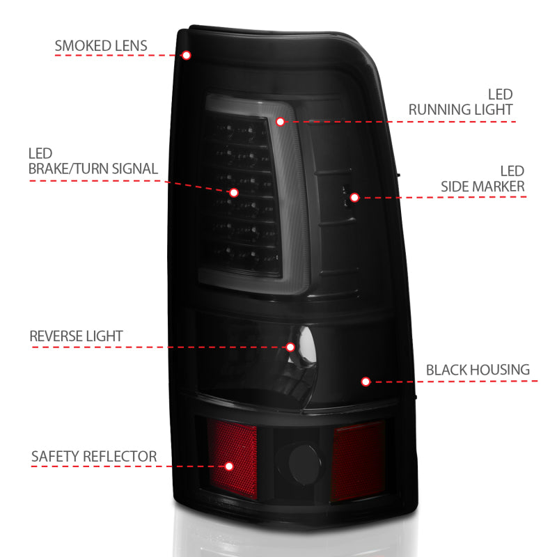 Load image into Gallery viewer, ANZO 2003-2006 Chevy Silverado 1500 LED Taillights Plank Style Black w/Smoke Lens
