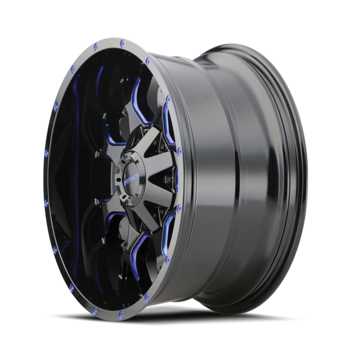 Mayhem 8015 Warrior 20x10 / 5x127 BP / -25mm Offset / 87mm Hub Black w/ Prism Blue Wheel