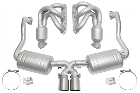 SOUL 00-04 Porsche 986 Boxster Street Exhaust Package - Straight Cut Brushed Finish Tips