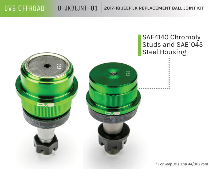 Load image into Gallery viewer, DV8 Offroad 07-18 Jeep Wrangler JK Replacement Ball Joint Kit - Dana 30/44
