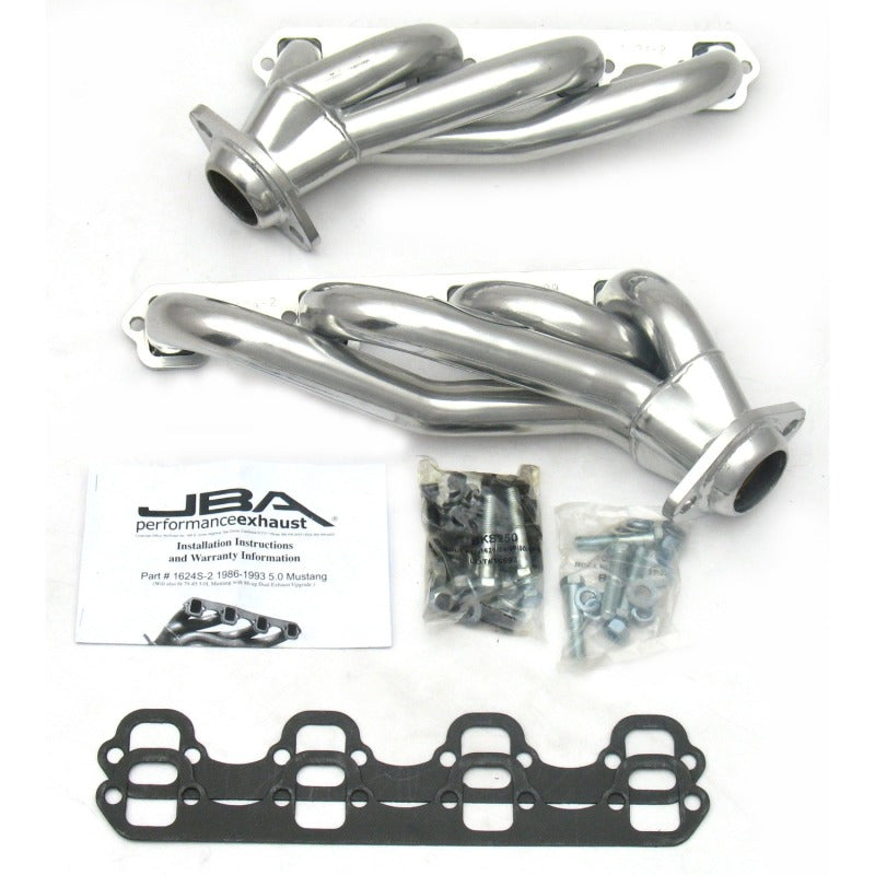 Load image into Gallery viewer, JBA 86-93 Ford Mustang 5.0L SBF 1-5/8in Primary Silver Ctd Cat4Ward Header
