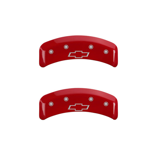 MGP 4 Caliper Covers Engraved Front & Rear Bowtie Red finish silver ch