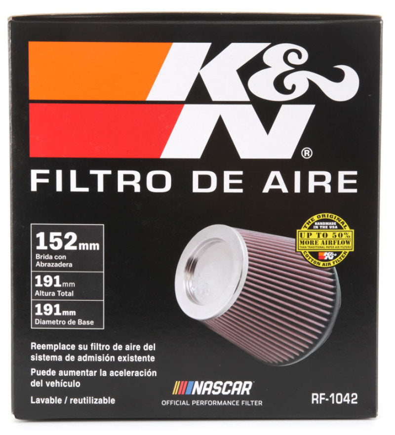 Load image into Gallery viewer, K&amp;N Round Tapered Universal Air Filter 6in Flange ID x 7.5in Base OD x 5in Top OD x 6.5in Height
