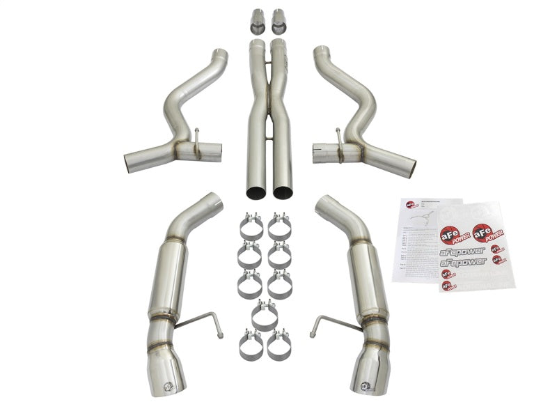 Load image into Gallery viewer, aFe MACHForce XP 3in Aggressive Toned Cat-Back Exhausts w/ Polished Tips 15-17 Ford Mustang V6/V8
