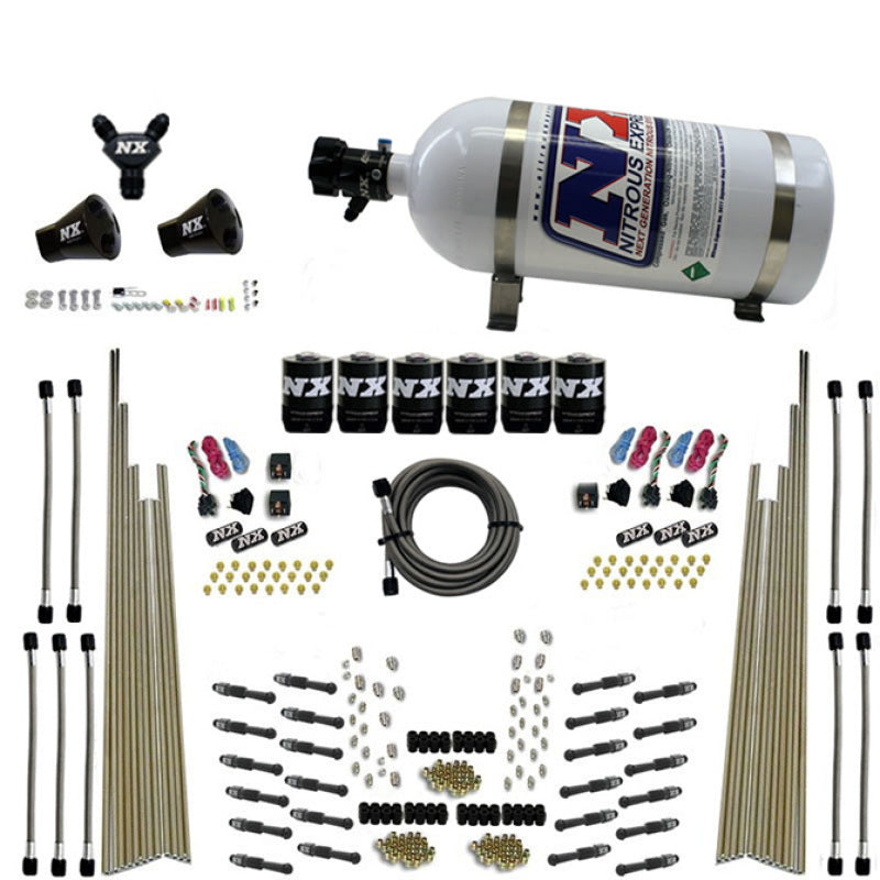 Load image into Gallery viewer, Nitrous Express 8 Cyl Dry Direct Port Three Stage 6 Solenoids Nitrous Kit (200-600HP) w/10lb Bottle
