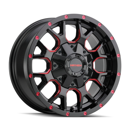 Mayhem 8015 Warrior 18x9 / 6x135 BP / -12mm Offset / 106mm Hub Black w/ Prism Red Wheel