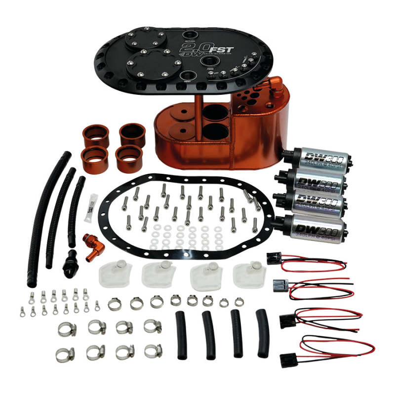 Load image into Gallery viewer, DeatschWerks 2.0L Staged Fuel Cell Surge Tank (Includes 4 DW300 Fuel Pumps)

