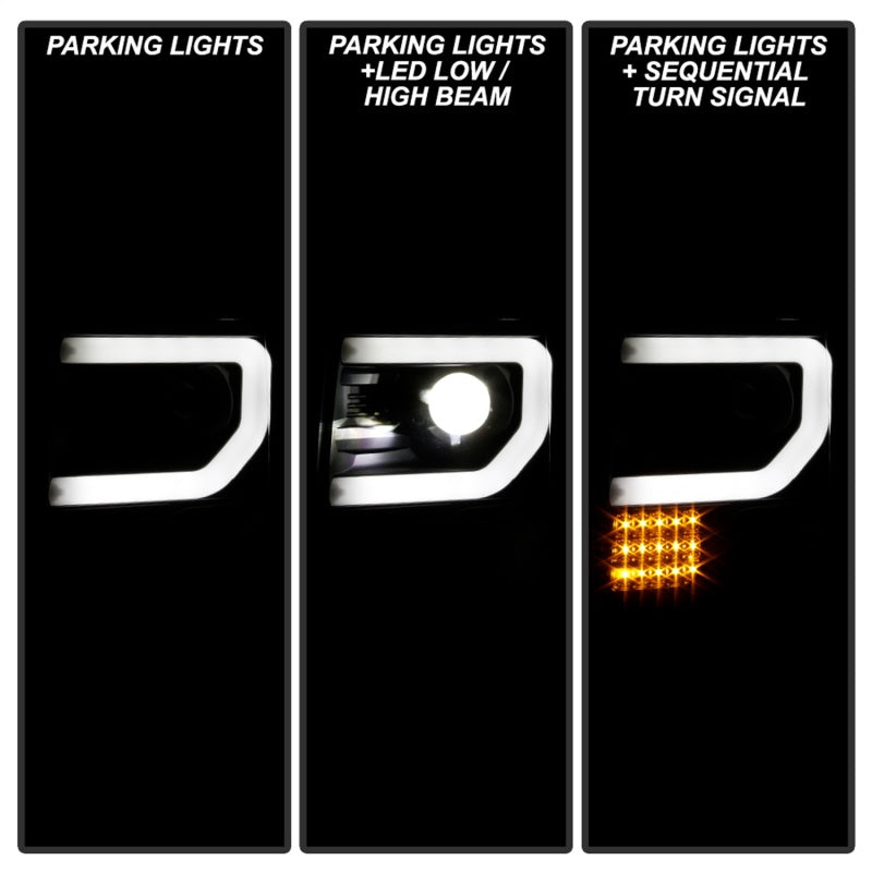 Load image into Gallery viewer, Spyder Ford F150 09-14 Halogen Light Bar Projector Headlights Black PRO-YD-FF15009PL-SEQ-BK
