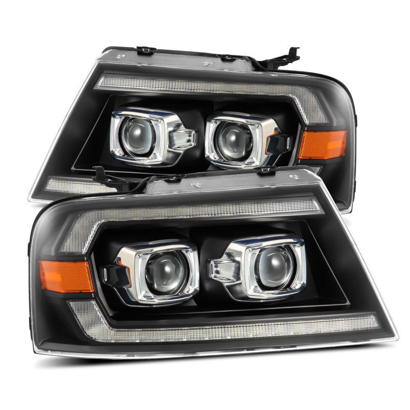 Load image into Gallery viewer, AlphaRex 04-08 Ford F150 PRO-Series Projector Headlights Alpha-Black w/ Sequential Signal and DRL
