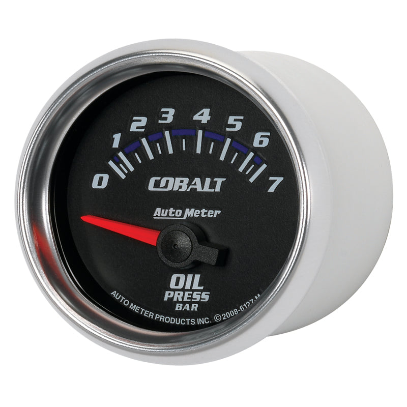 Load image into Gallery viewer, Autometer Cobalt 52mm 0-7 BAR Short Sweep Electric Oil Pressure Gauge
