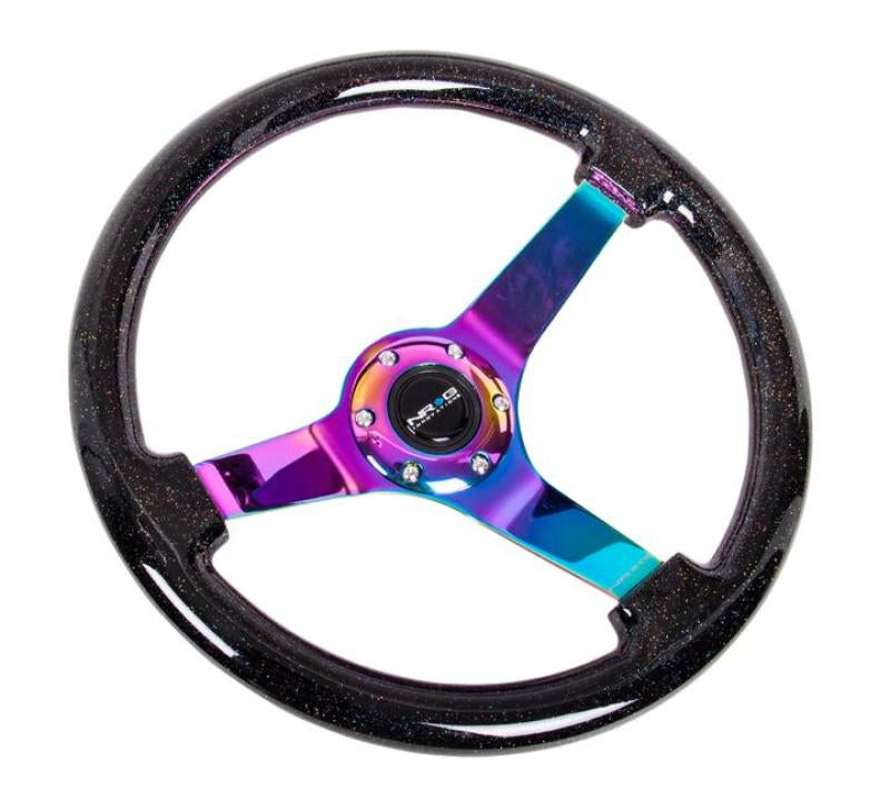 Load image into Gallery viewer, NRG Reinforced Steering Wheel (350mm / 3in Deep) Minty Fresh Wood Grain w/Black 3-Spoke Center

