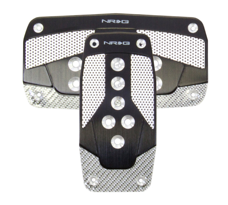 Load image into Gallery viewer, NRG Aluminum Sport Pedal A/T - Black w/Silver Carbon
