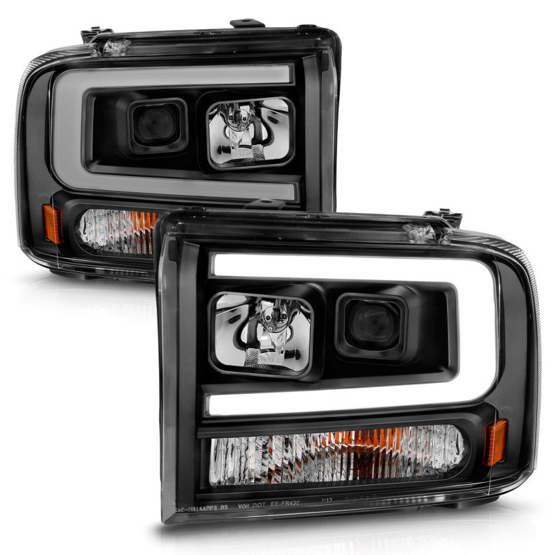 Load image into Gallery viewer, ANZO 99-04 Ford F250/F350/F450/Excursion (excl 99) Projector Headlights - w/ Light Bar Black Housing
