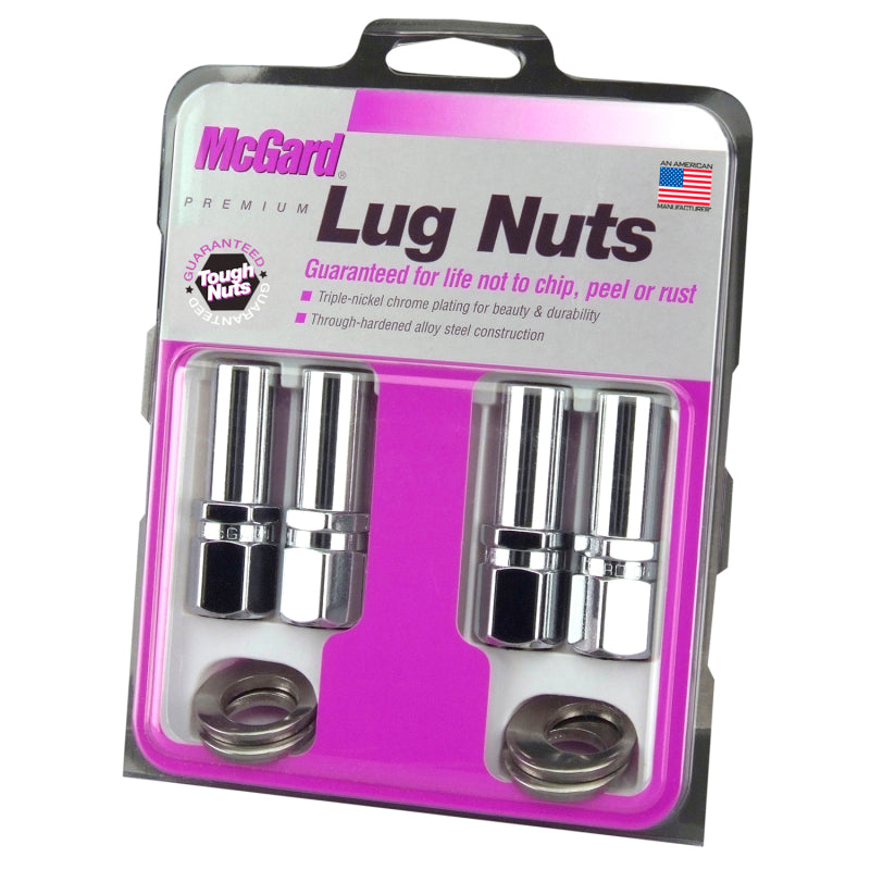 Load image into Gallery viewer, McGard Hex Lug Nut (Drag Racing X-Long Shank) 1/2-20 / 13/16 Hex / 2.475in. Length (4-Pack) - Chrome
