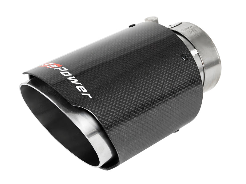 Load image into Gallery viewer, aFe MACH Force-Xp 409 SS Clamp-On Exhaust Tip 2.5in. Inlet / 4in. Outlet / 7in. L - Carbon
