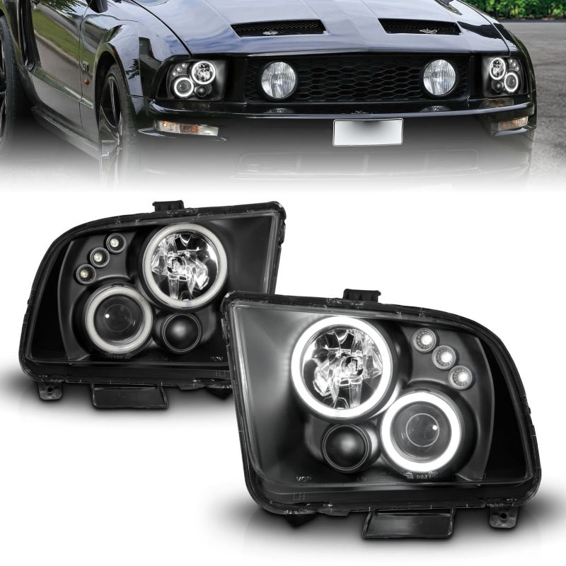 Load image into Gallery viewer, ANZO 2005-2009 Ford Mustang Projector Headlights w/ Halo Black
