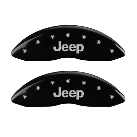 MGP 4 Caliper Covers Engraved Front & Rear JEEP Black finish silver ch