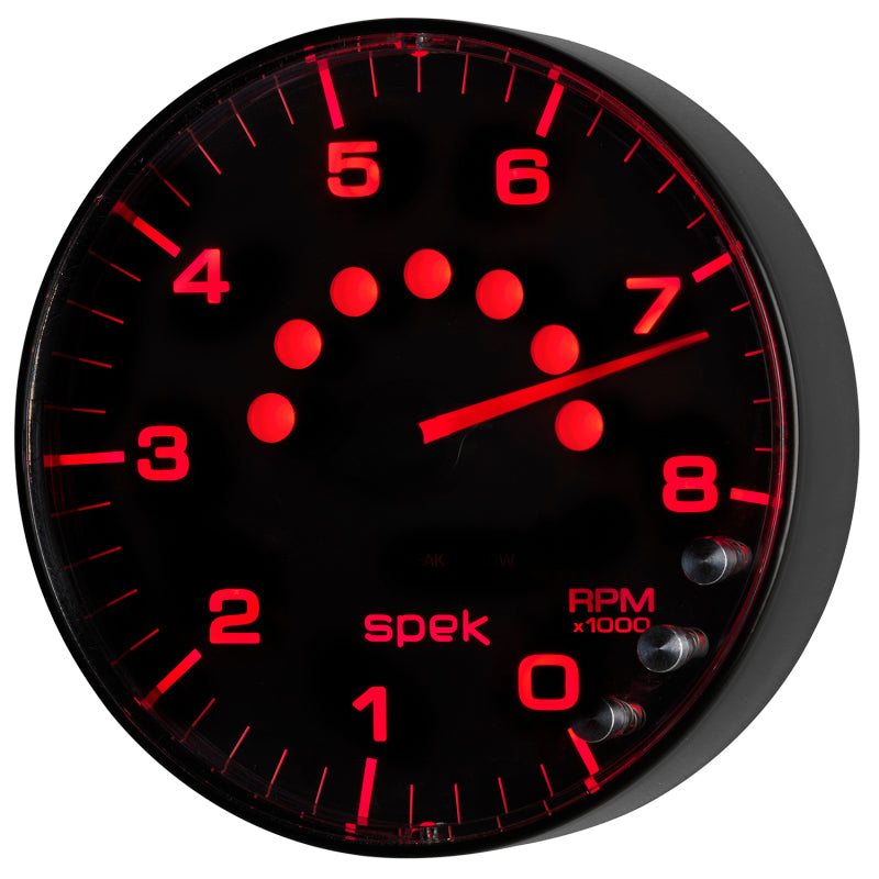 Load image into Gallery viewer, Autometer Spek-Pro Gauge Tachometer 5in 8K Rpm W/Shift Light &amp; Peak Mem Black/Black
