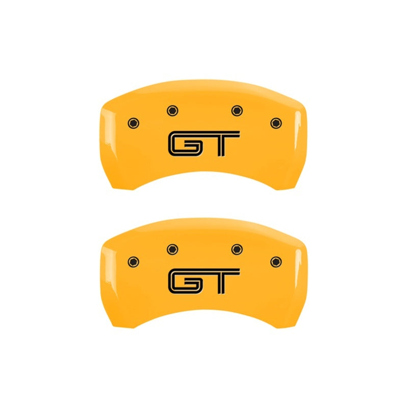Load image into Gallery viewer, MGP Rear set 2 Caliper Covers Engraved Rear GT Yellow finish black ch
