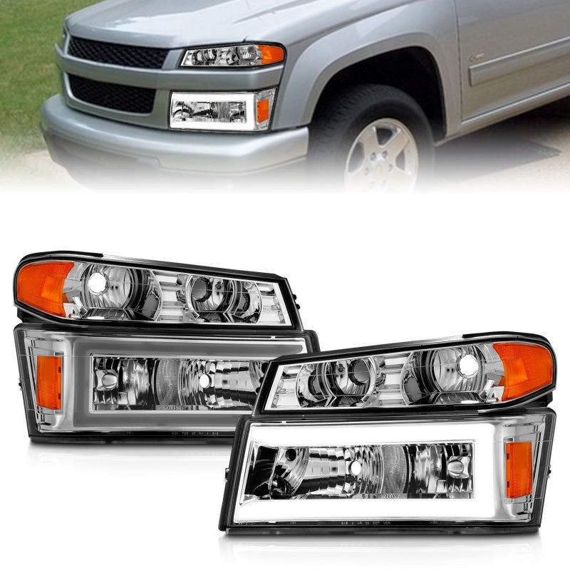 Load image into Gallery viewer, ANZO 04-12 GM Colorado/Canyon/I-Series Crystal Headlights - w/ Light Bar Chrome Housing 4pcs
