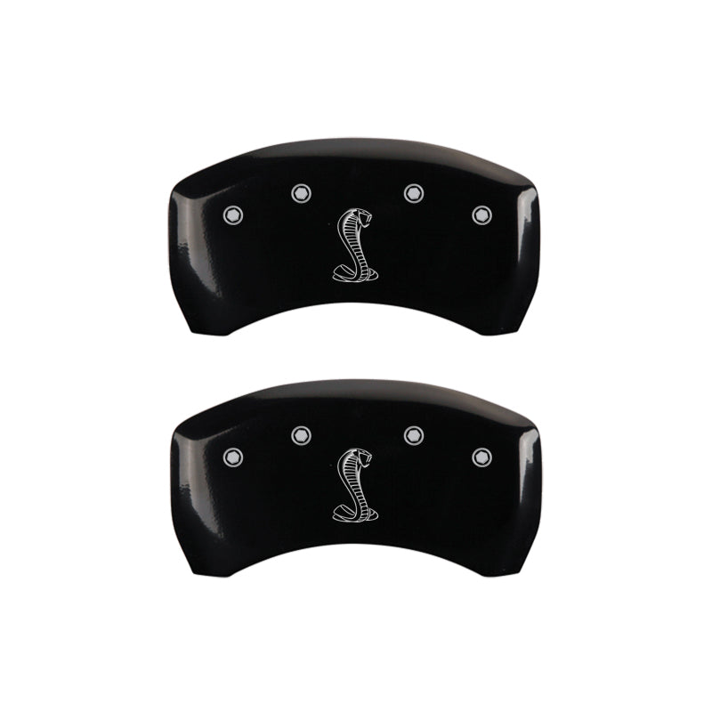 Load image into Gallery viewer, MGP Rear set 2 Caliper Covers Engraved Rear Snake Black finish silver ch
