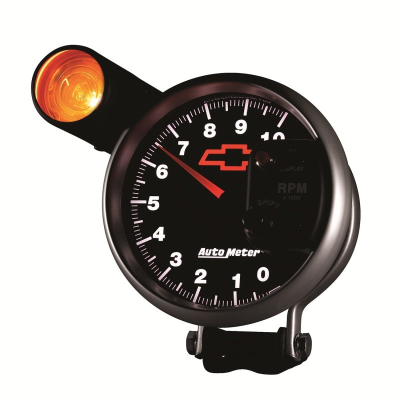 Load image into Gallery viewer, Autometer GM Bowtie Black 5in 10000 RPM Pedestal Electronic Tachometer w/ Ext Shift Light
