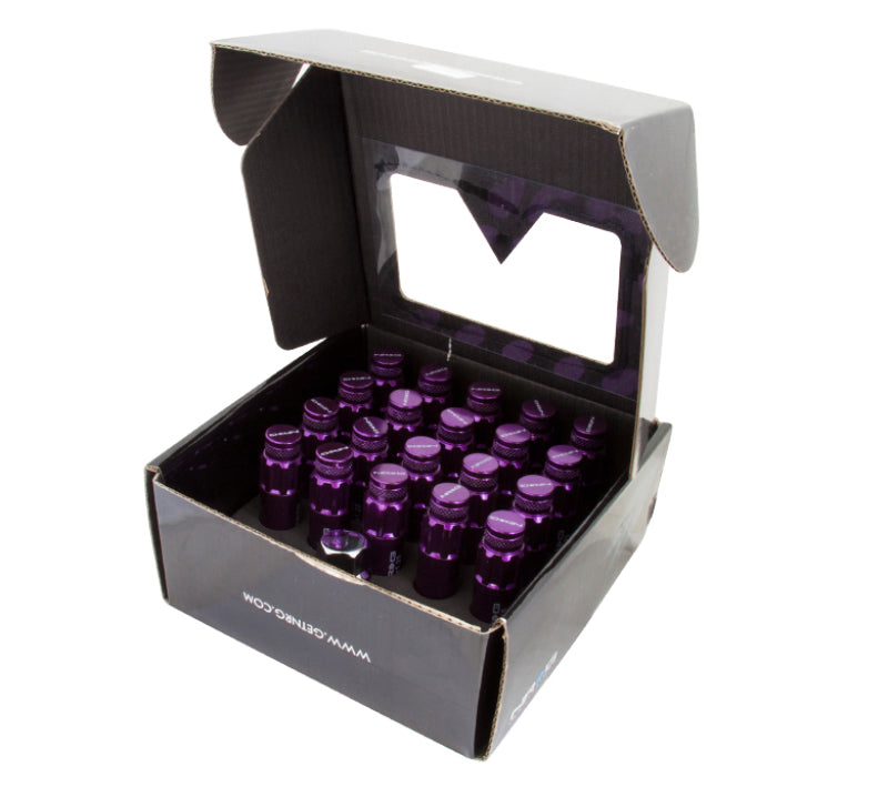 Load image into Gallery viewer, NRG 700 Series M12 X 1.5 Steel Lug Nut w/Dust Cap Cover Set 21 Pc w/Locks &amp; Lock Socket - Purple
