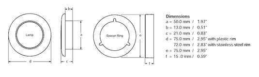 Hella COURTESY Lamp RND BLUE MD12 SS RIM 2XT