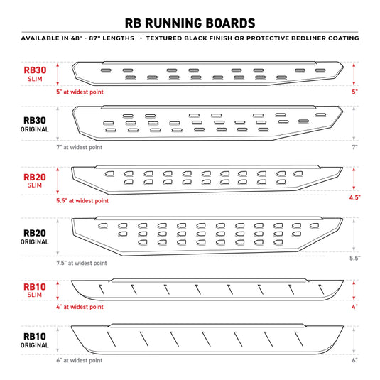 Go Rhino RB20 Running Boards 57in. Cab Length - Bedliner Coating (No Drill/Mounting Brackets Req.)