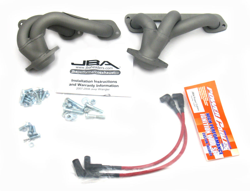 Load image into Gallery viewer, JBA 07-11 Jeep 3.8L V6 1-1/2in Primary Ti Ctd Cat4Ward Header
