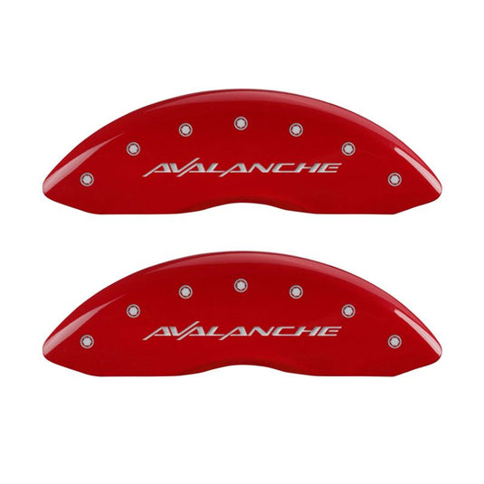 MGP 4 Caliper Covers Engraved Front & Rear Avalanche Red finish silver ch