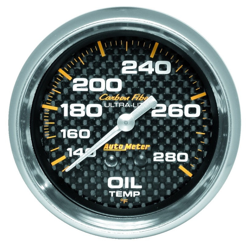 Load image into Gallery viewer, Autometer Carbon Fiber 2-5/8in 140-280 Deg F Mechanical Oil Temp Gauge
