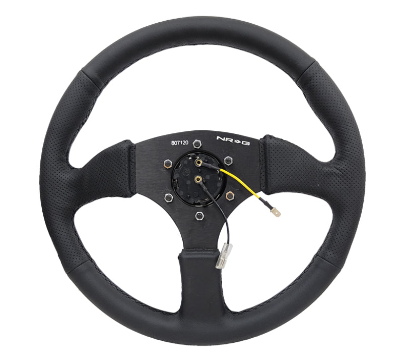 Load image into Gallery viewer, NRG Reinforced Steering Wheel (350mm / 2.5in. Deep) Blk Leather Comfort Grip w/5mm Matte Blk Spokes
