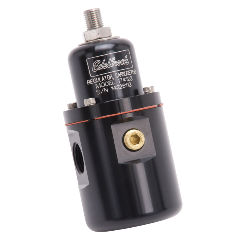 Load image into Gallery viewer, Edelbrock Fuel Pressure Regulator Carbureted 160 GPH 5-10 PSI 3/8In In/Out Returnless Black
