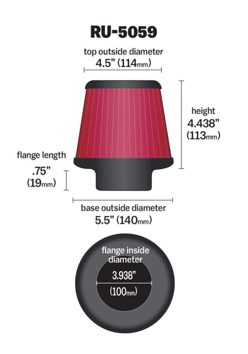 Load image into Gallery viewer, K&amp;N Universal Clamp-On Air Filter 3-15/16in FLG / 5-1/2in B / 4-1/2in T / 4-7/16in H
