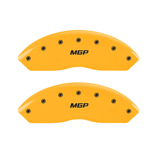 MGP Front set 2 Caliper Covers Engraved Front MGP Yellow finish black ch
