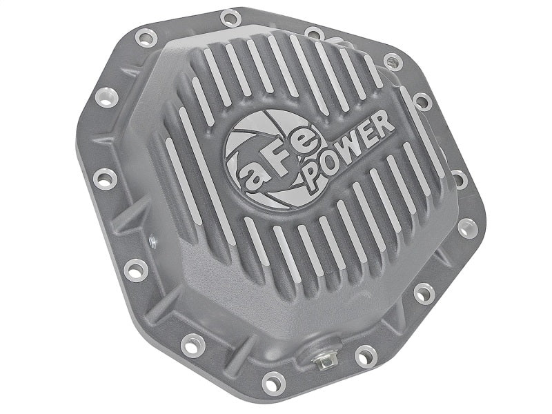 Load image into Gallery viewer, aFe Power Street Ser Rear Diff Cover Raw w/Mach Fin 2017 Ford Diesel Trucks V8-6.7L(td) Dana M275-14
