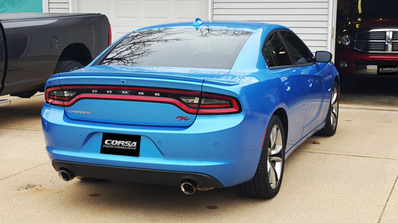 Load image into Gallery viewer, Corsa 2015-2016 Dodge Charger R/T w/ Pursuit Valance 2.5in Inlet / 4in Outlet Polished Tip Kit
