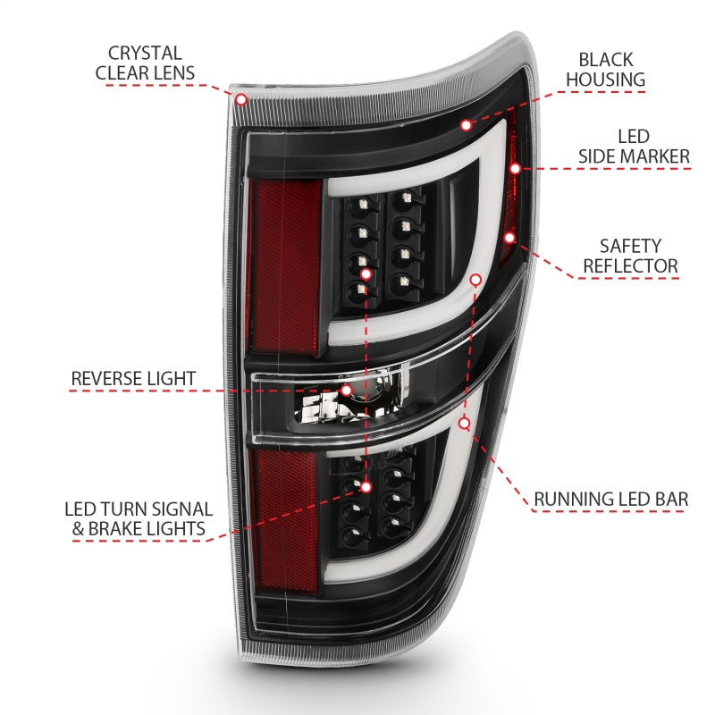 Load image into Gallery viewer, ANZO 2009-2013 Ford F-150 LED Taillights Black

