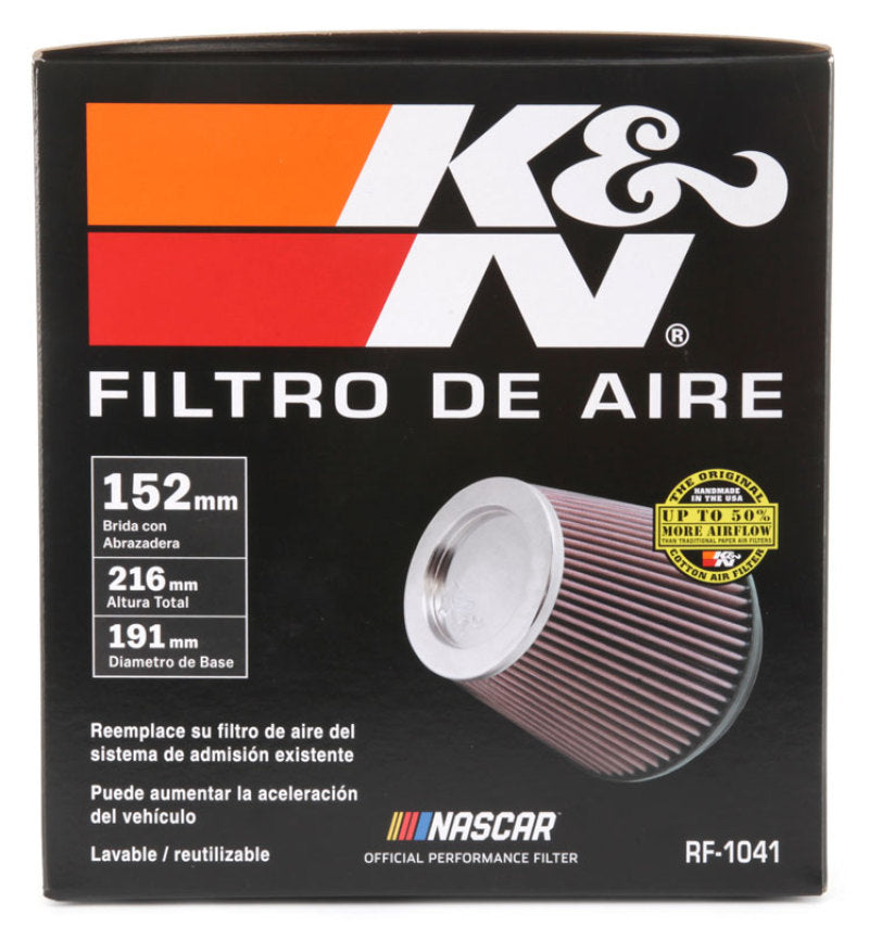 Load image into Gallery viewer, K&amp;N Round Tapered Universal Air Filter 6 inch Flange 7 1/2 inch Base 5 inch Top 7 1/2 inch Height
