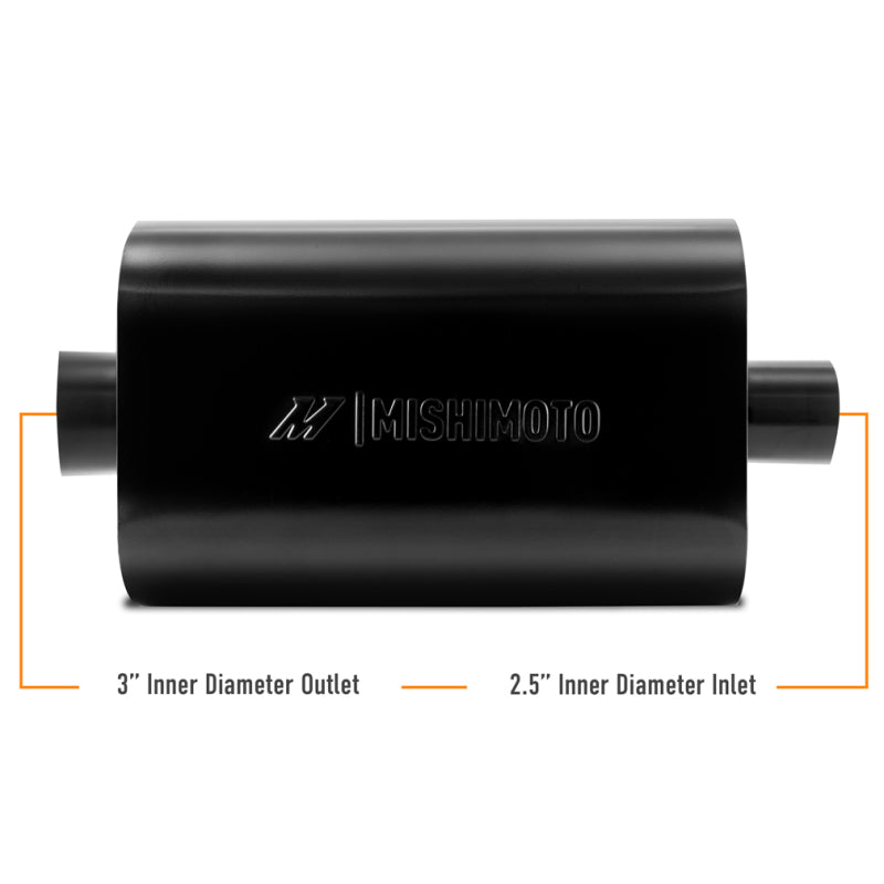 Load image into Gallery viewer, Mishimoto Muffler with 2.5in Center Inlet/Outlet - Angled Tip - Black
