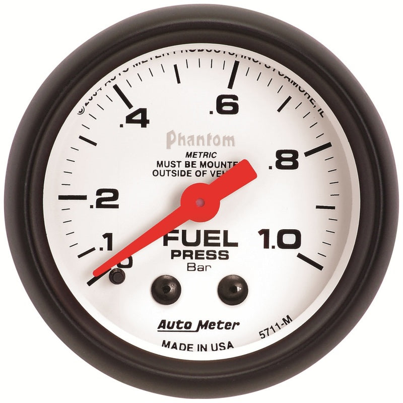 Load image into Gallery viewer, Autometer Phantom 2-1/16in 0-1.0 Bar Mechanical Fuel Pressure Gauge

