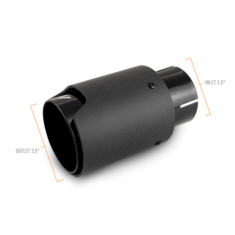 Load image into Gallery viewer, Mishimoto Carbon Fiber Muffler Tip 2.5in Inlet 3.5in Outlet M Black
