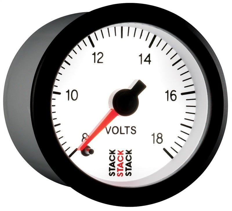 Load image into Gallery viewer, Autometer Stack 52mm 8-18V Pro Stepper Motor Battery Voltage Gauge - White
