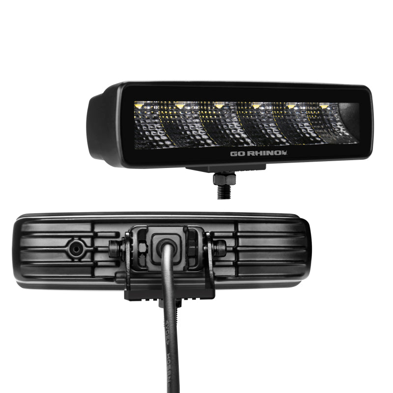 Load image into Gallery viewer, Go Rhino Xplor Blackout Series Sixline LED Flood Light Kit (Surface/Threaded Stud Mnt) - Blk (Pair)
